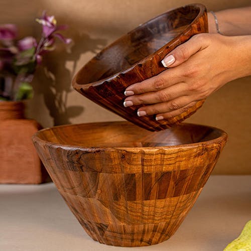Get Serving Bowl Wooden Ribbed Small At, How Much Are Wooden Bowls Worth