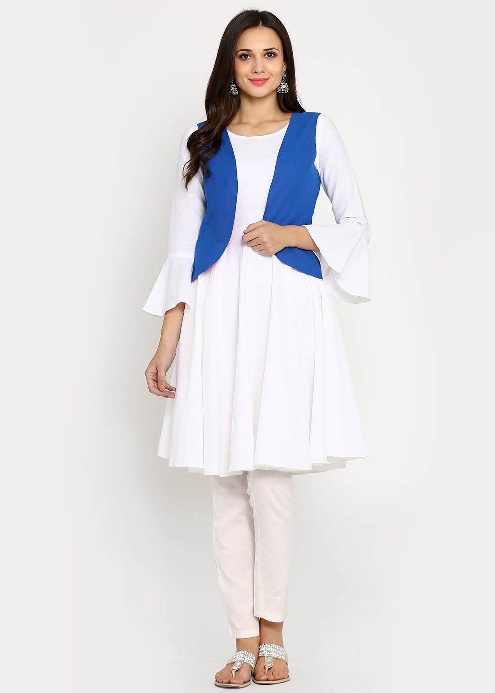 white short anarkali kurti