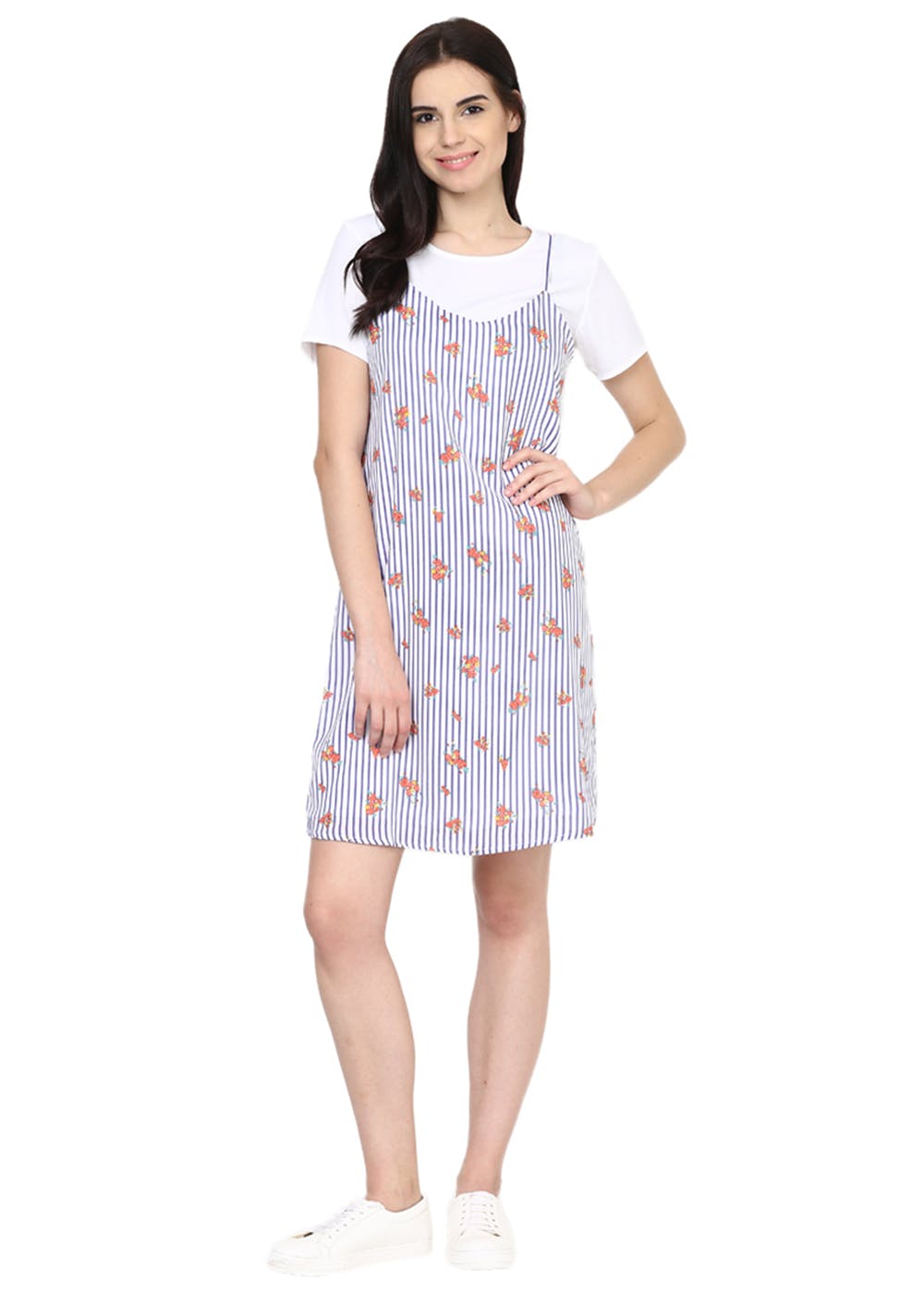 white pinafore dress