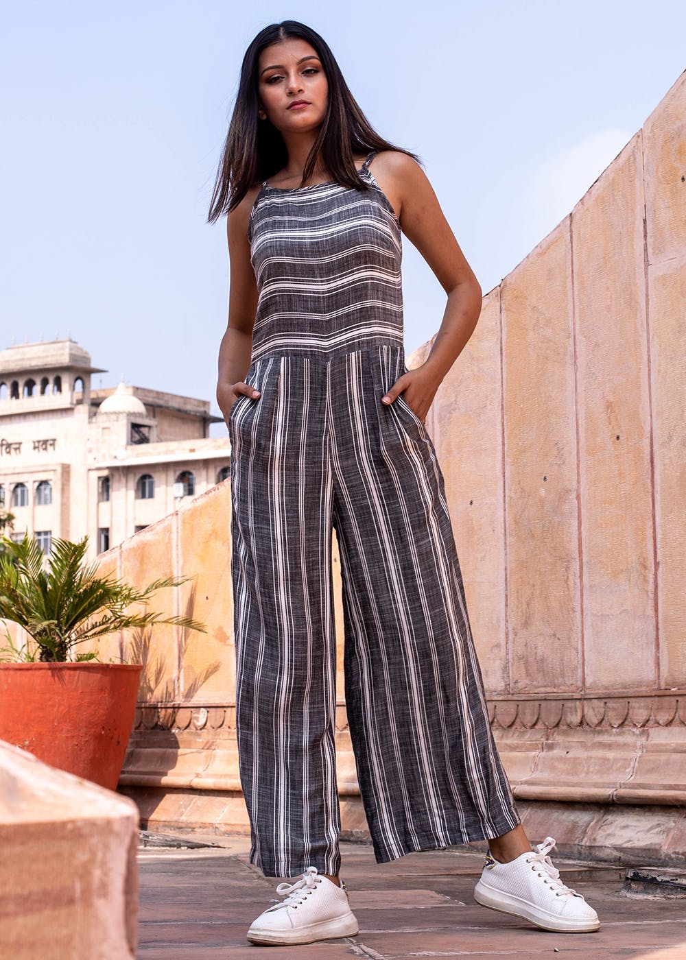 grey strappy jumpsuit