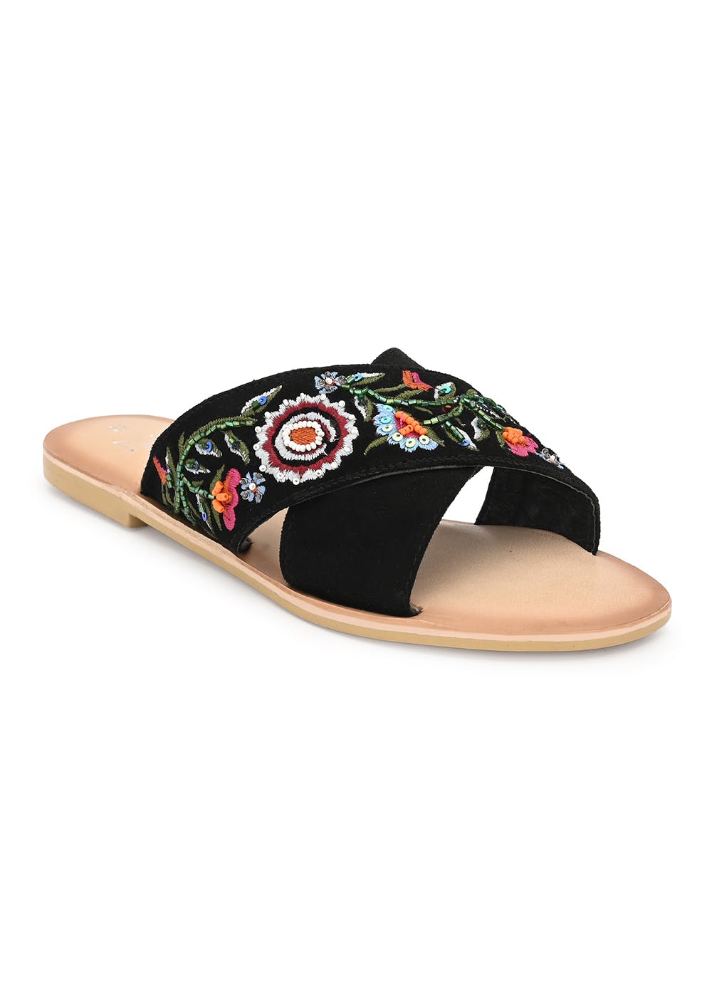 Get Embroidered Cross Strapped Slides 