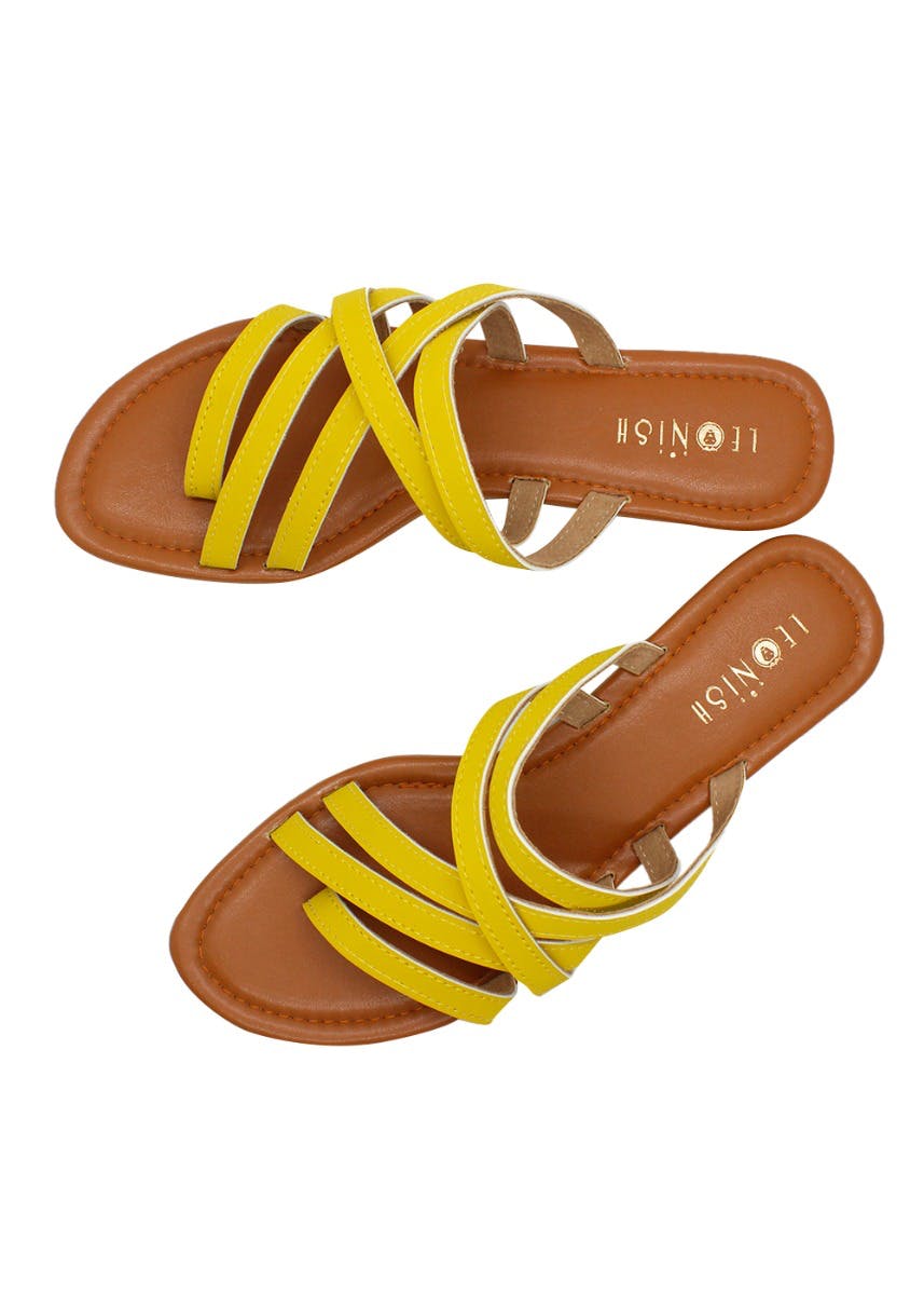 mustard yellow flip flops