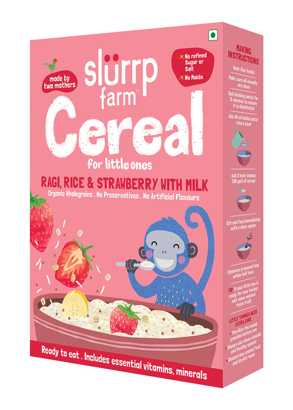 Get Cereal for Little ones Ragi, Rice & Strawberry with Milk at ₹ 300