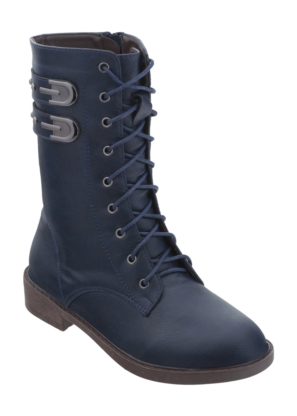 solid lace up boots