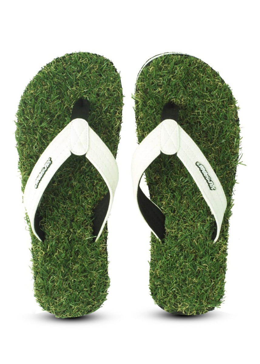 green grass slippers