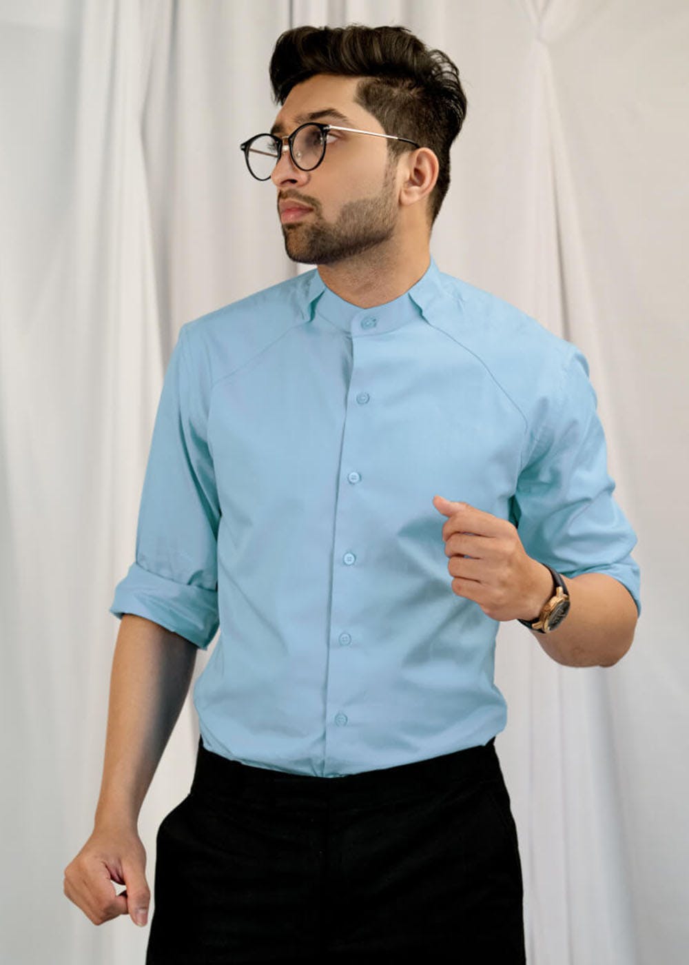 powder blue dress shirt