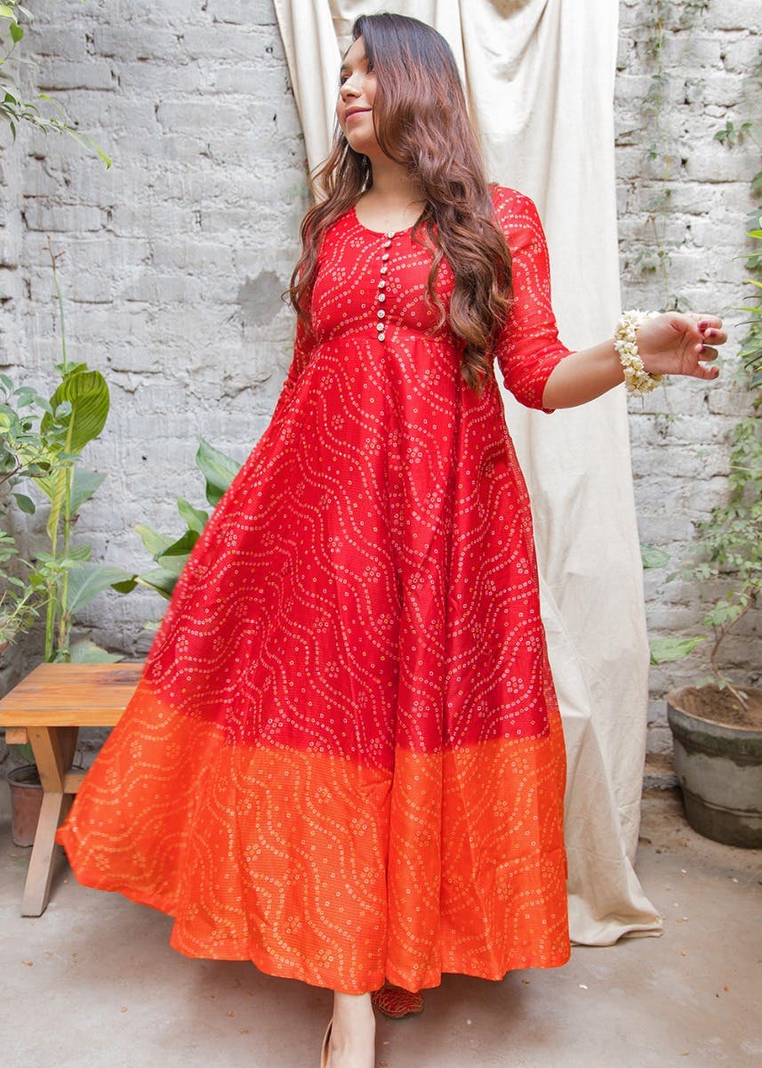 Bandhani Long Dress Discount, 58% OFF 