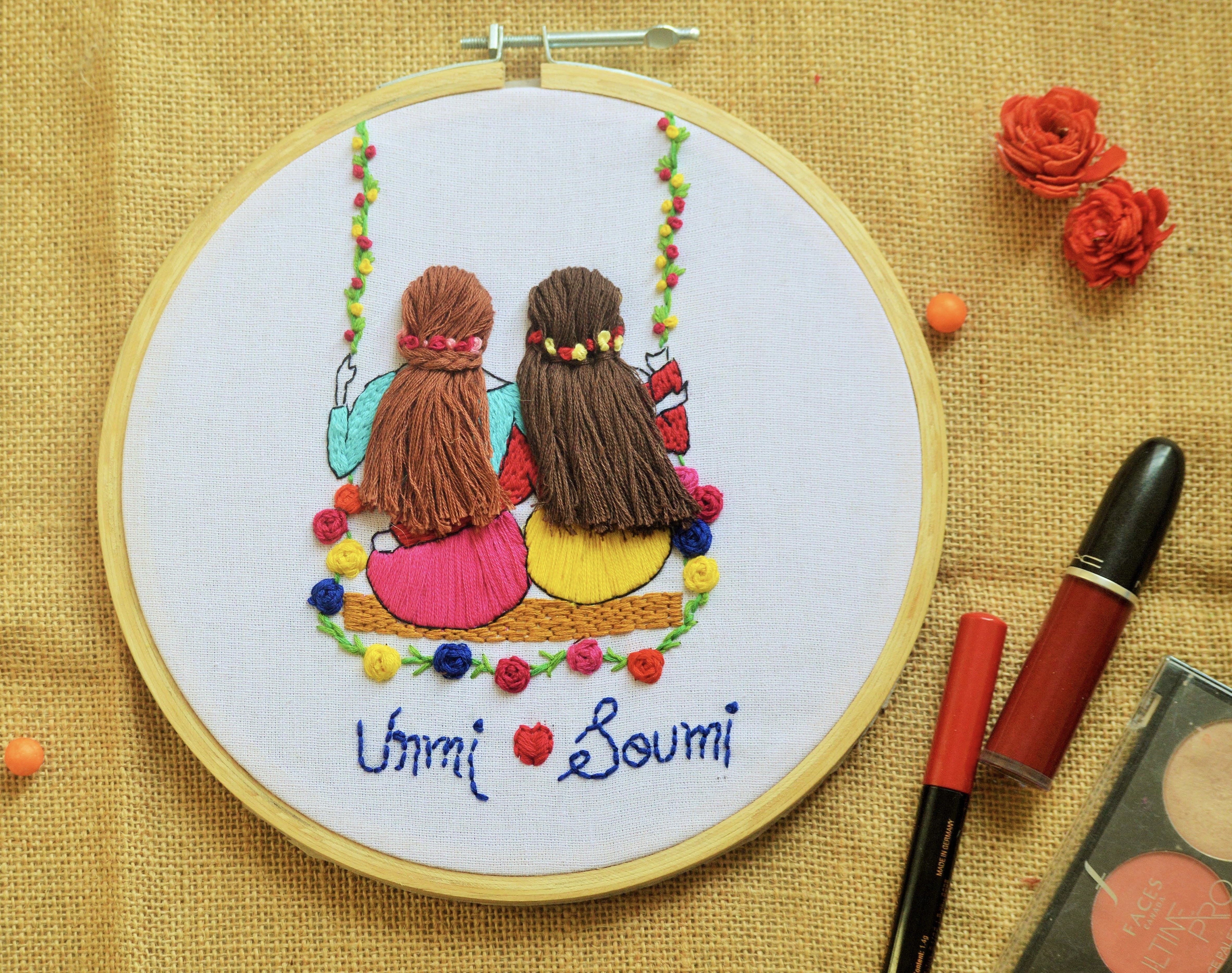 3D Embroidery Designs Feature Women with Flowing Hair and Dresses